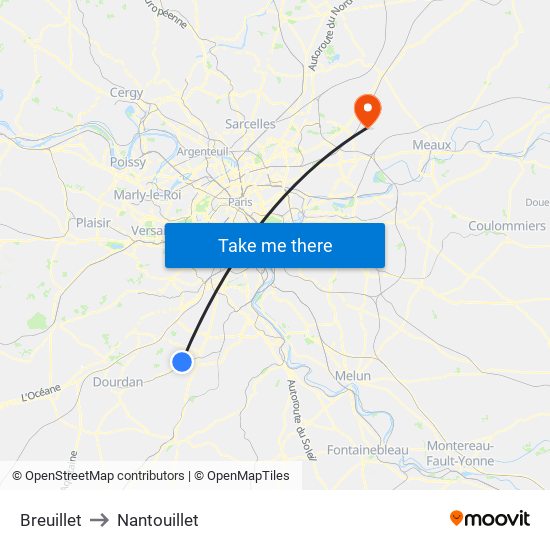 Breuillet to Nantouillet map