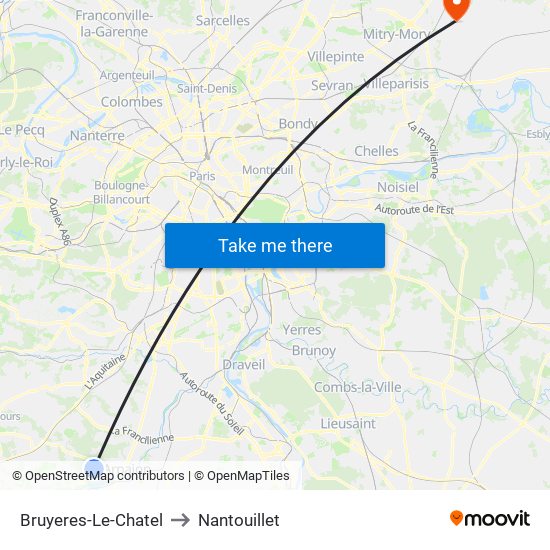 Bruyeres-Le-Chatel to Nantouillet map