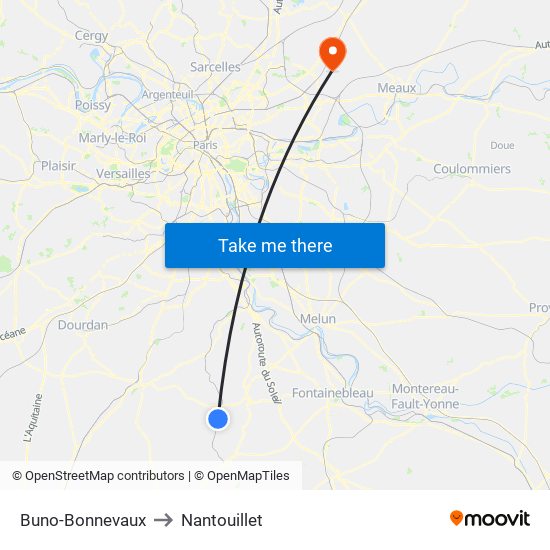 Buno-Bonnevaux to Nantouillet map