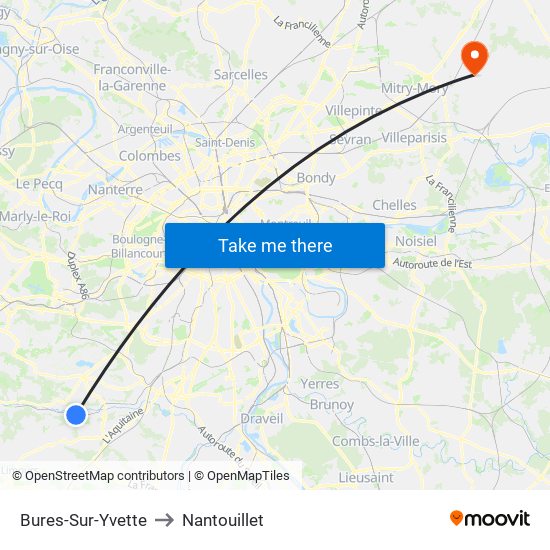 Bures-Sur-Yvette to Nantouillet map