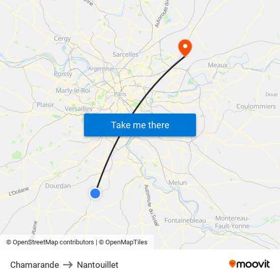 Chamarande to Nantouillet map