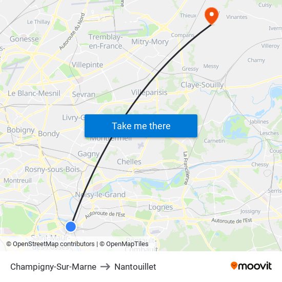 Champigny-Sur-Marne to Nantouillet map