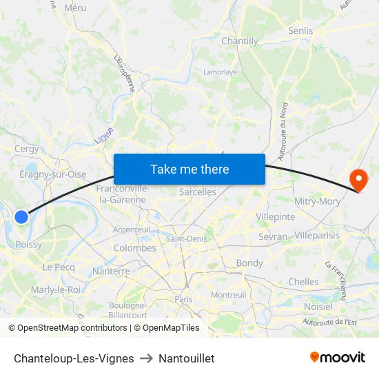 Chanteloup-Les-Vignes to Nantouillet map
