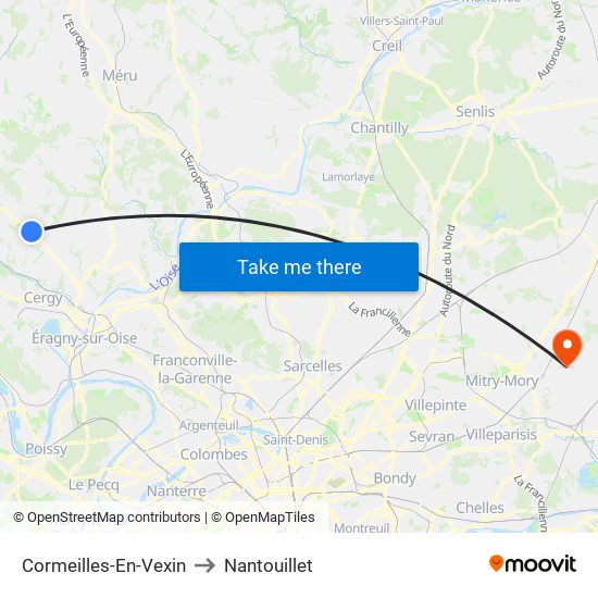 Cormeilles-En-Vexin to Nantouillet map