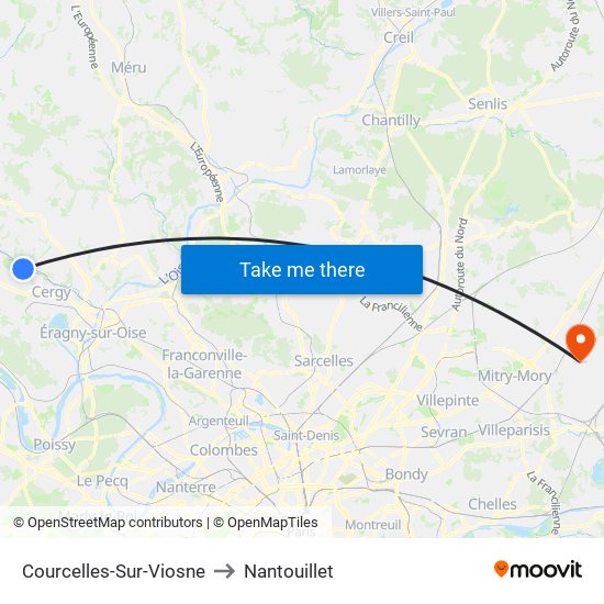 Courcelles-Sur-Viosne to Nantouillet map