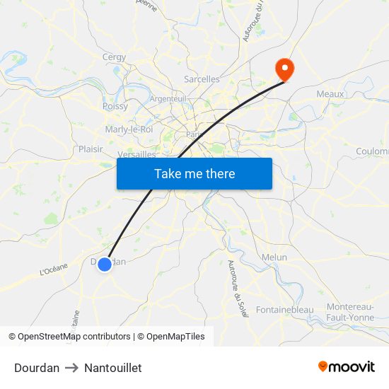 Dourdan to Nantouillet map