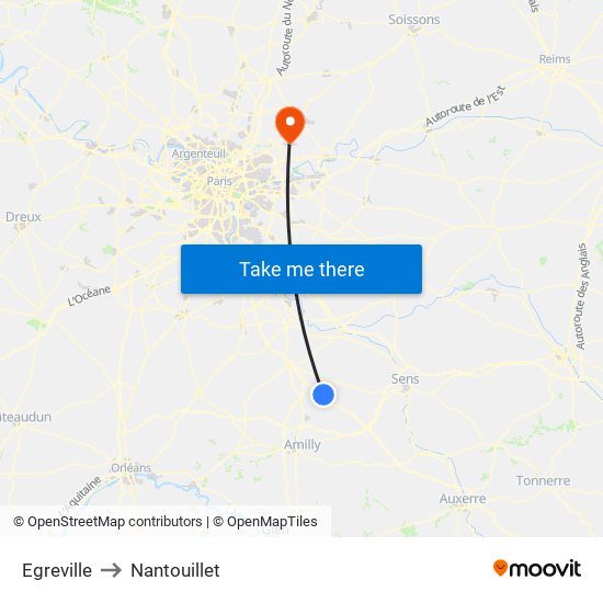 Egreville to Nantouillet map