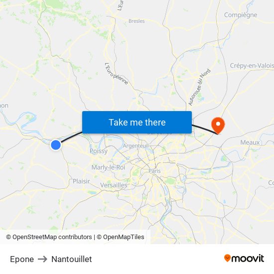 Epone to Nantouillet map