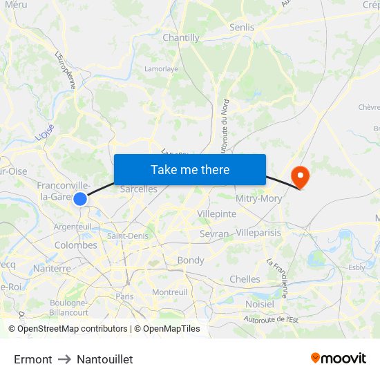 Ermont to Nantouillet map