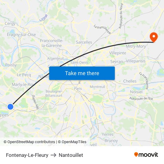Fontenay-Le-Fleury to Nantouillet map