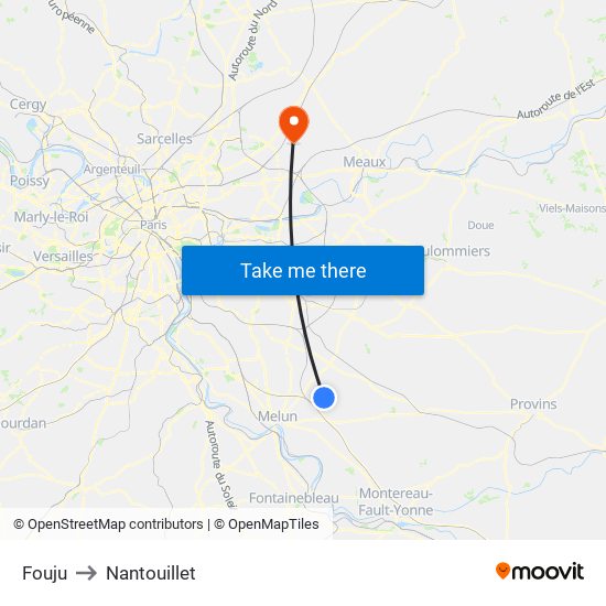 Fouju to Nantouillet map