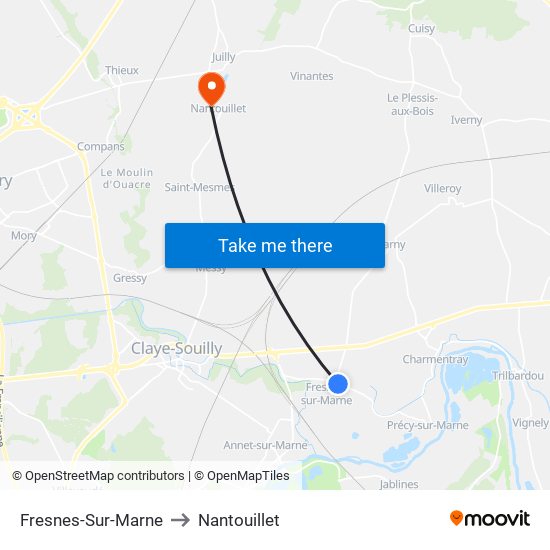 Fresnes-Sur-Marne to Nantouillet map