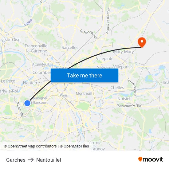 Garches to Nantouillet map