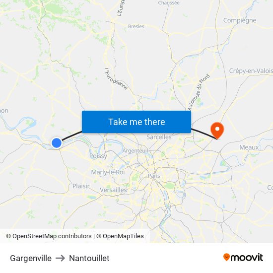 Gargenville to Nantouillet map