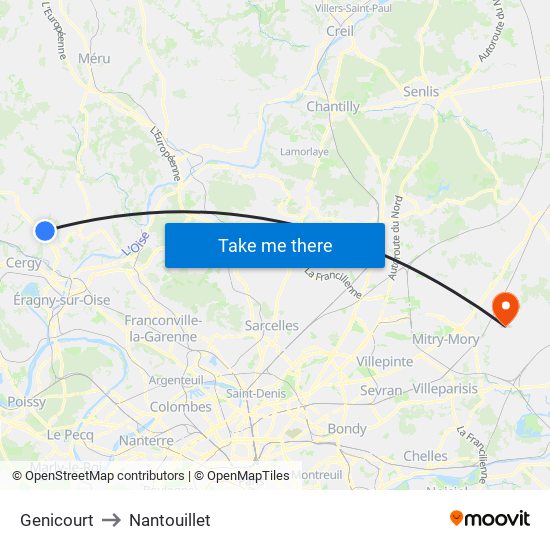 Genicourt to Nantouillet map