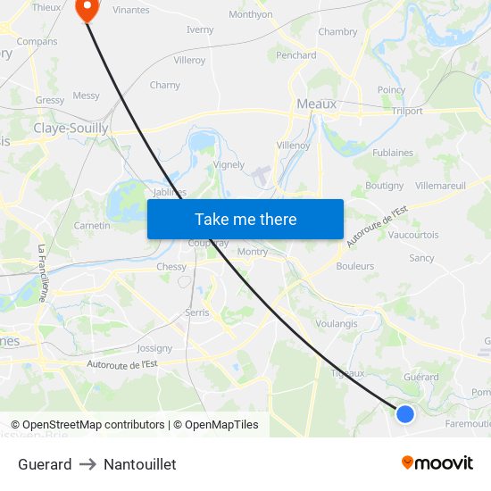 Guerard to Nantouillet map