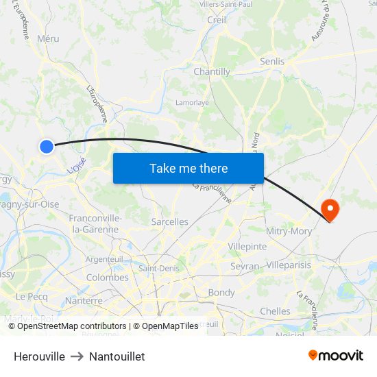 Herouville to Nantouillet map