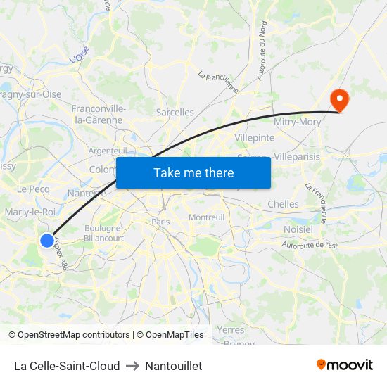 La Celle-Saint-Cloud to Nantouillet map