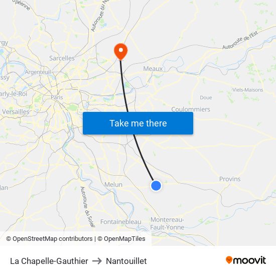 La Chapelle-Gauthier to Nantouillet map