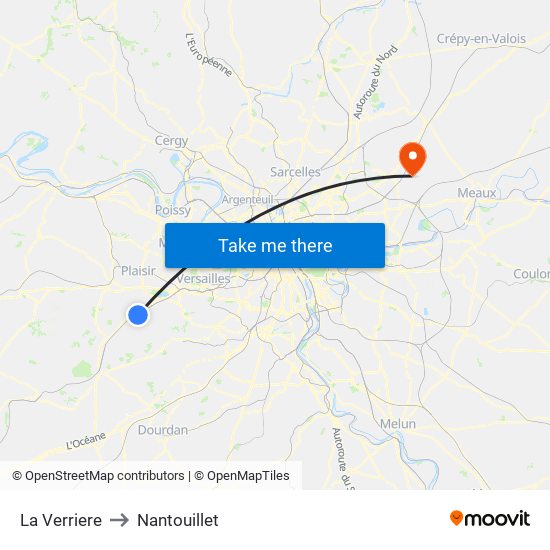 La Verriere to Nantouillet map