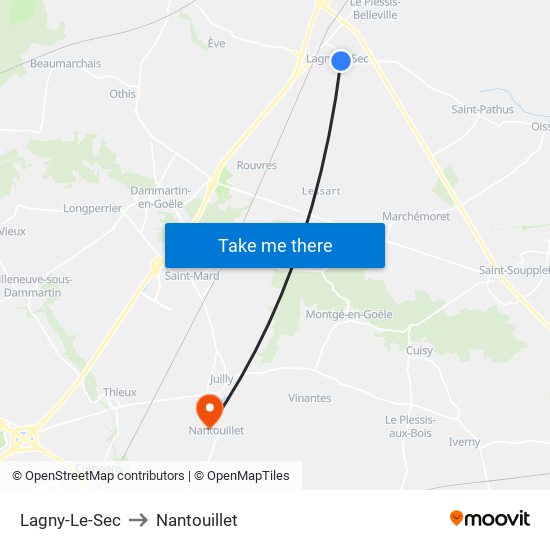 Lagny-Le-Sec to Nantouillet map