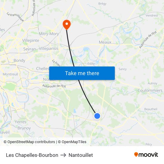 Les Chapelles-Bourbon to Nantouillet map