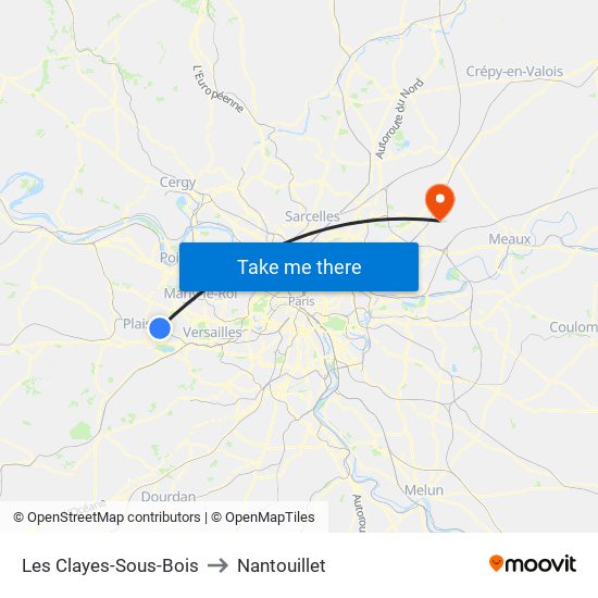 Les Clayes-Sous-Bois to Nantouillet map