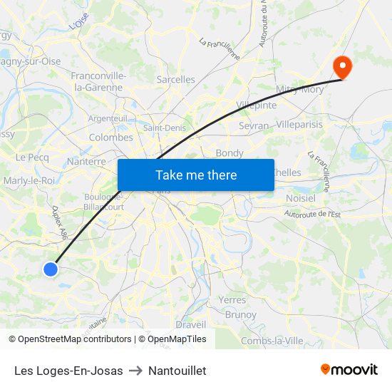 Les Loges-En-Josas to Nantouillet map