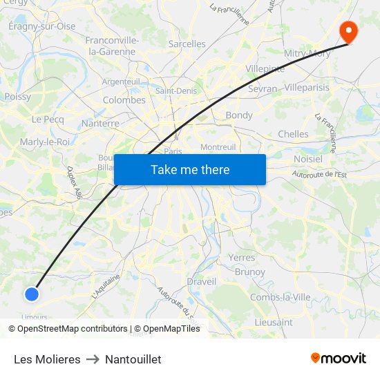 Les Molieres to Nantouillet map