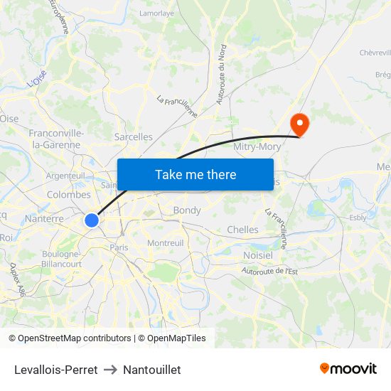 Levallois-Perret to Nantouillet map