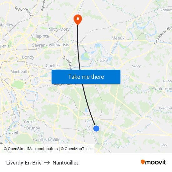 Liverdy-En-Brie to Nantouillet map