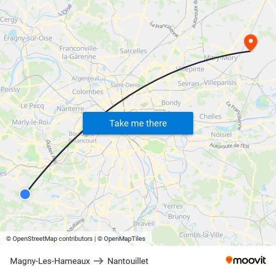 Magny-Les-Hameaux to Nantouillet map