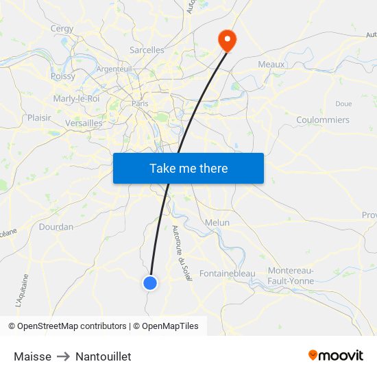 Maisse to Nantouillet map