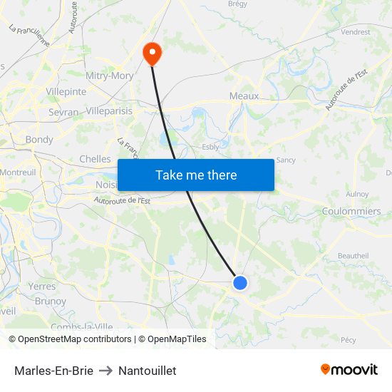 Marles-En-Brie to Nantouillet map