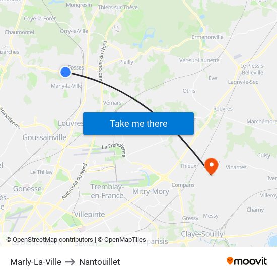 Marly-La-Ville to Nantouillet map