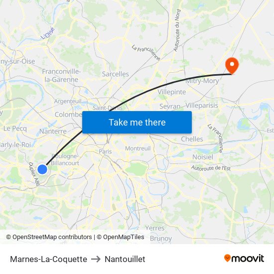Marnes-La-Coquette to Nantouillet map