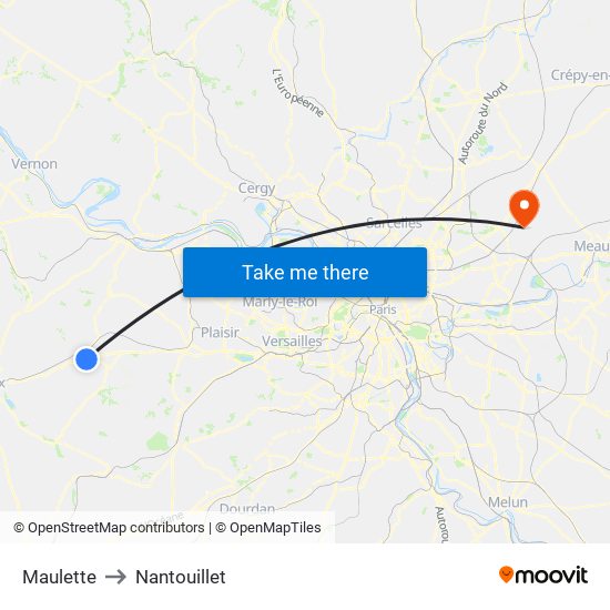 Maulette to Nantouillet map