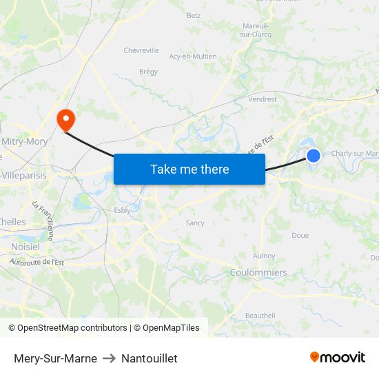 Mery-Sur-Marne to Nantouillet map