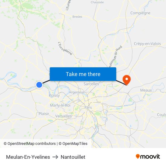 Meulan-En-Yvelines to Nantouillet map