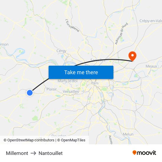 Millemont to Nantouillet map