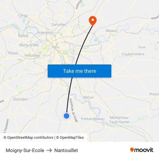 Moigny-Sur-Ecole to Nantouillet map