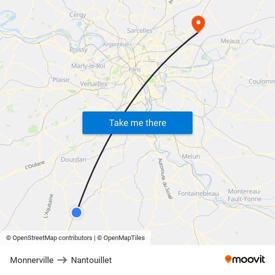 Monnerville to Nantouillet map
