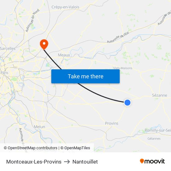 Montceaux-Les-Provins to Nantouillet map