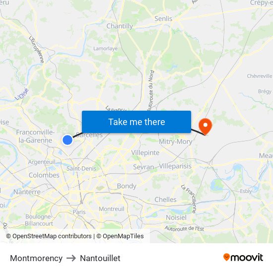 Montmorency to Nantouillet map