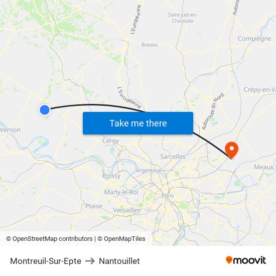 Montreuil-Sur-Epte to Nantouillet map
