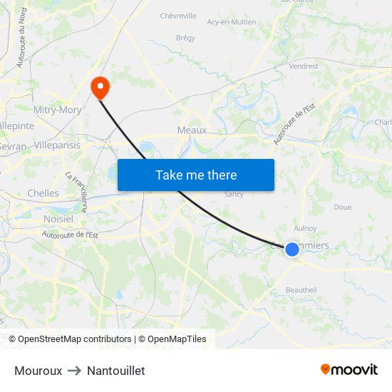 Mouroux to Nantouillet map