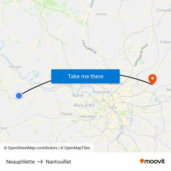 Neauphlette to Nantouillet map