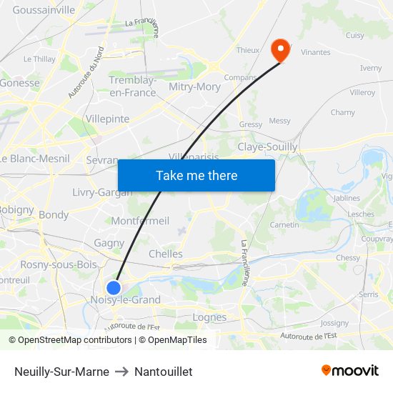 Neuilly-Sur-Marne to Nantouillet map