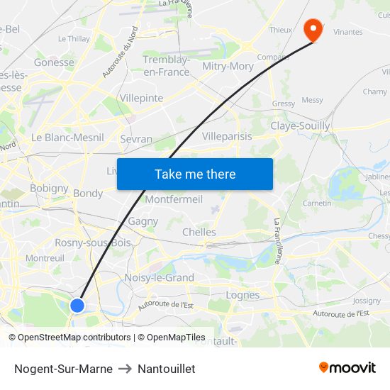 Nogent-Sur-Marne to Nantouillet map