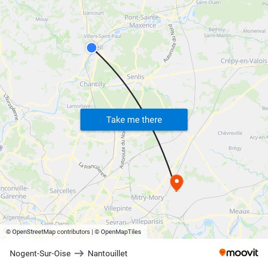 Nogent-Sur-Oise to Nantouillet map